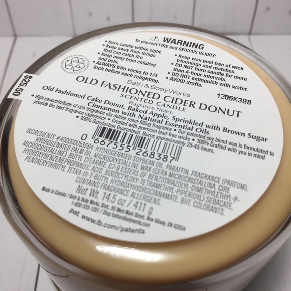 OLD FASHIONED CIDER DONUT 3 Wick Candle - Picture 3 of 3